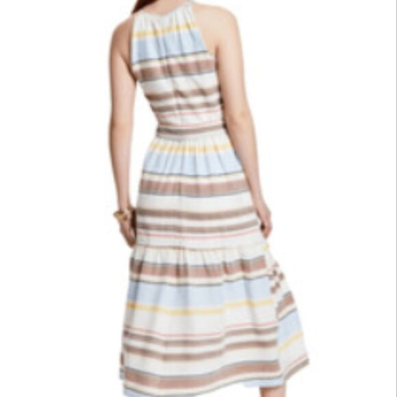 Brand New Women's DKNY Cotton Halter-Neck Midi Belted Dress - Picture 5 of 10